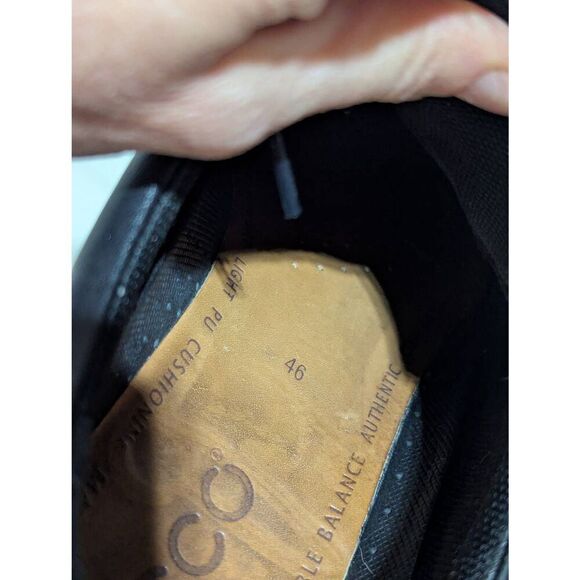 Ecco Men's Black Solid Leather Square Toe Tie Closure Oxford Shoe Size 11.5 - Picture 9 of 9